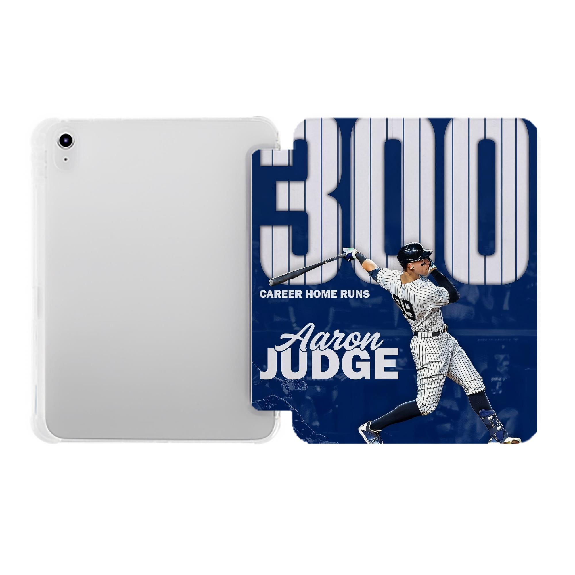 Aaron Judge 300 Home Runs Premium Tri-Fold PU Leather & Silicone IPad Case With Pencil Slot – Fits 9.5,10.5,10.9 – Adjustable Stand, Slim, Protective